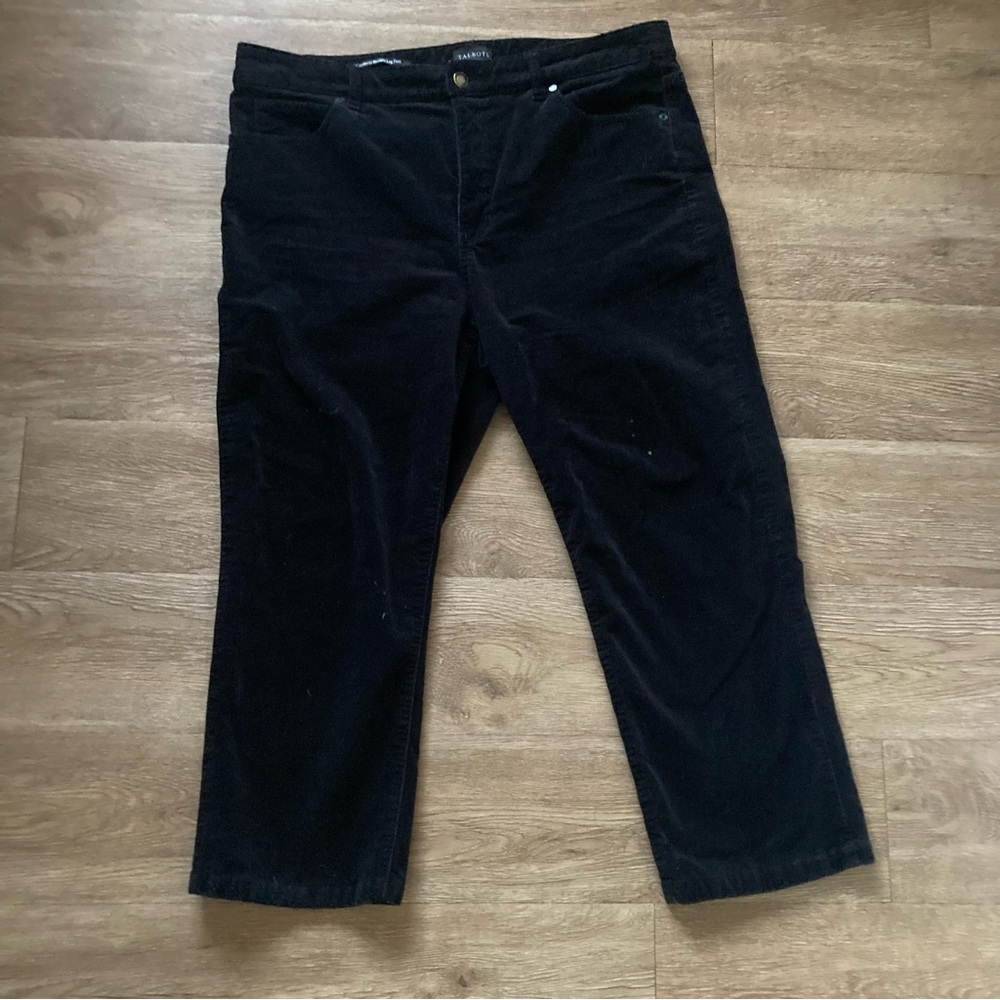 Talbots Black Ultra High Waist Black Corduroy Straight Leg Pants Waist 37in.